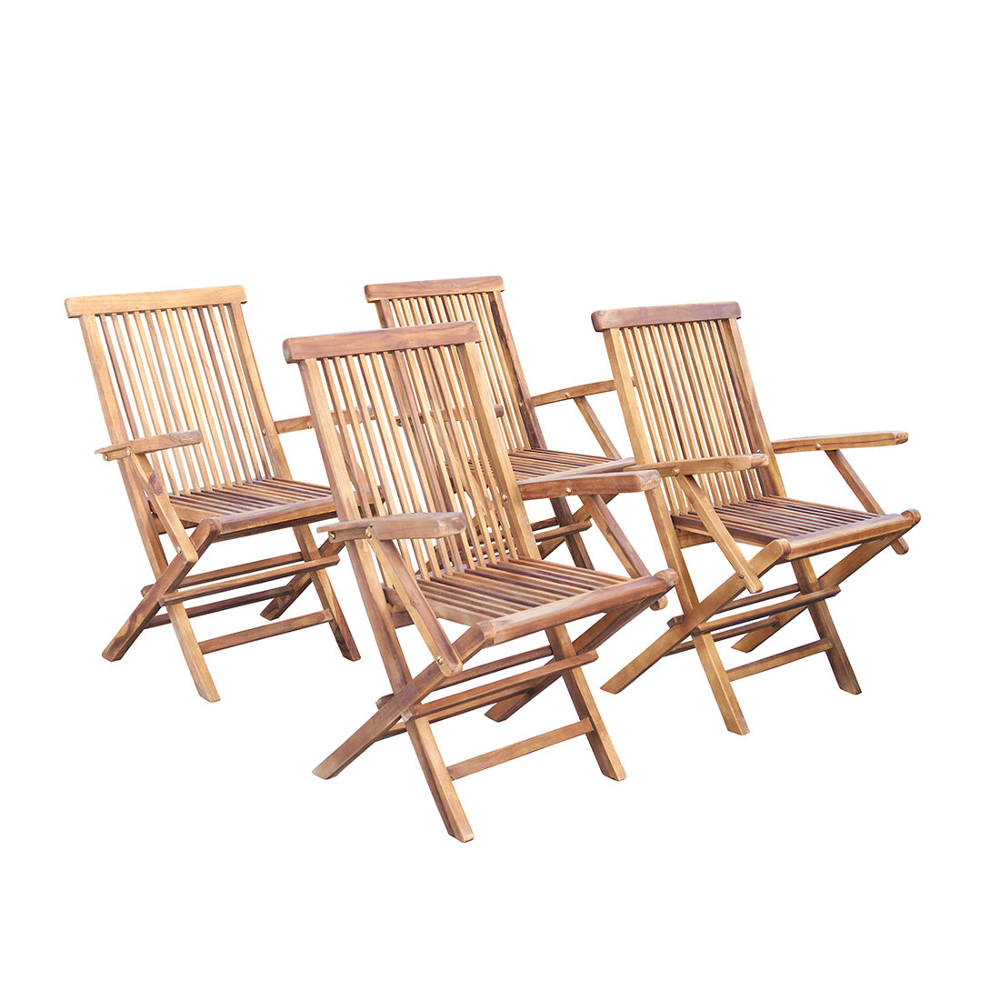 BALI - Poltrona da giardino pieghevole in teak massello oliato (set di 4)