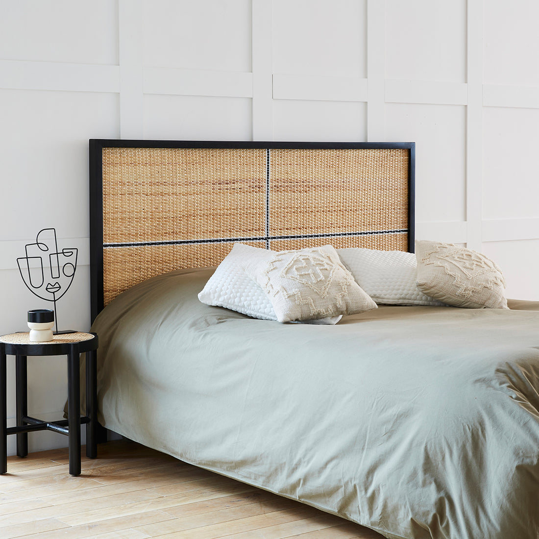 SOHO - Testiera in rattan e legno mogano 160 cm