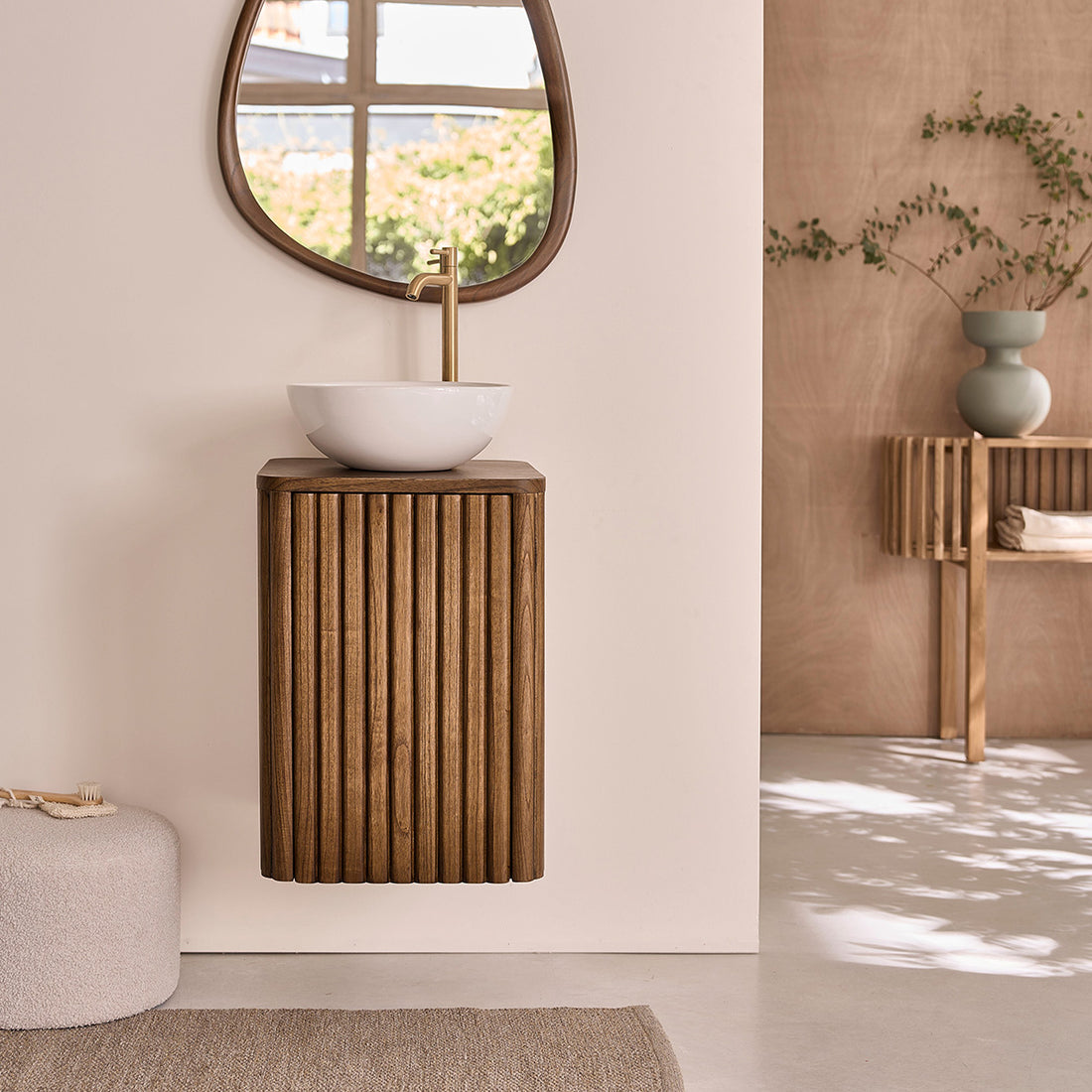 TRINIDAD - Lavabo in mindi massello sospeso 40 cm