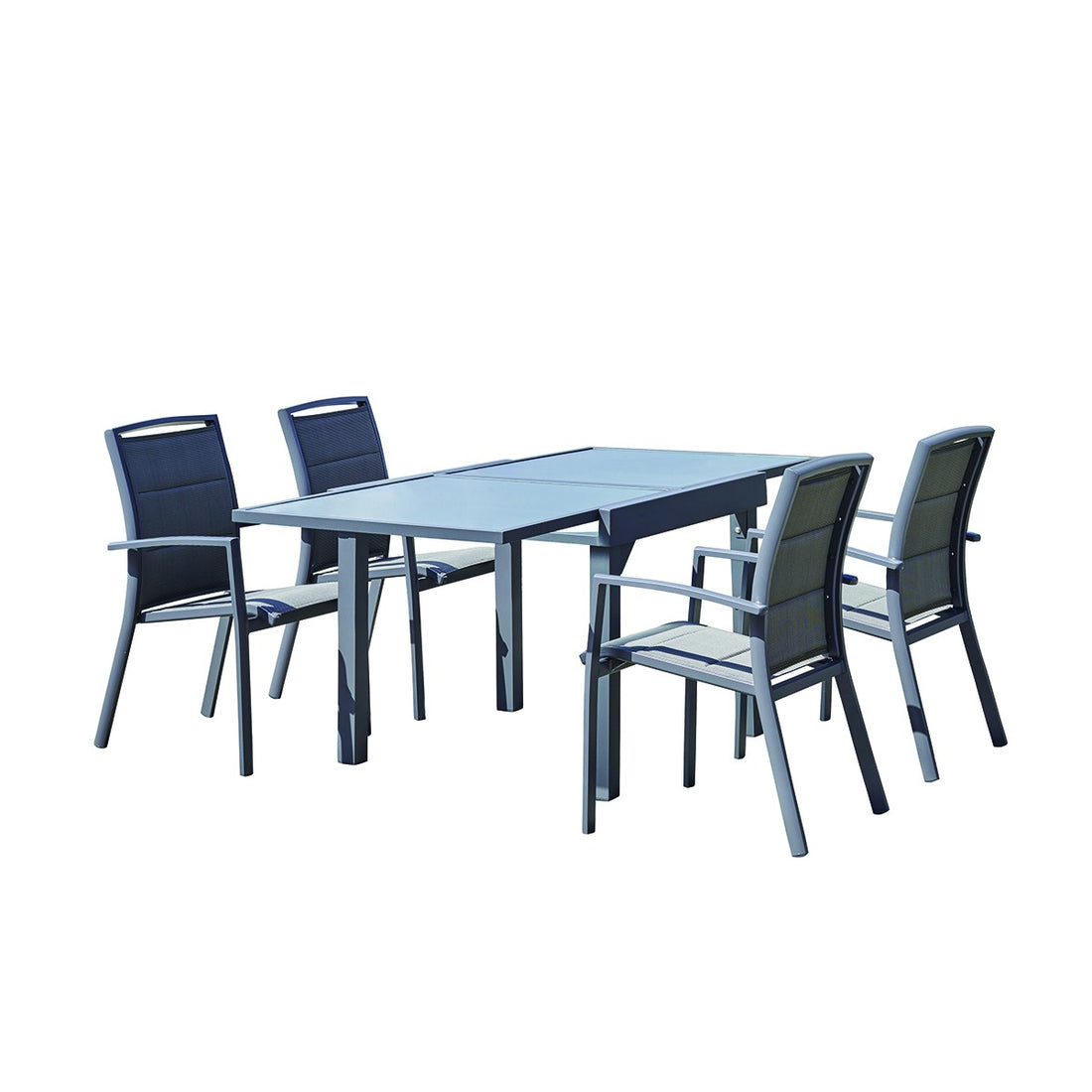 MODULO - Set di mobili da giardino in alluminio grigio con tavolo allungabile 4/8 pers.