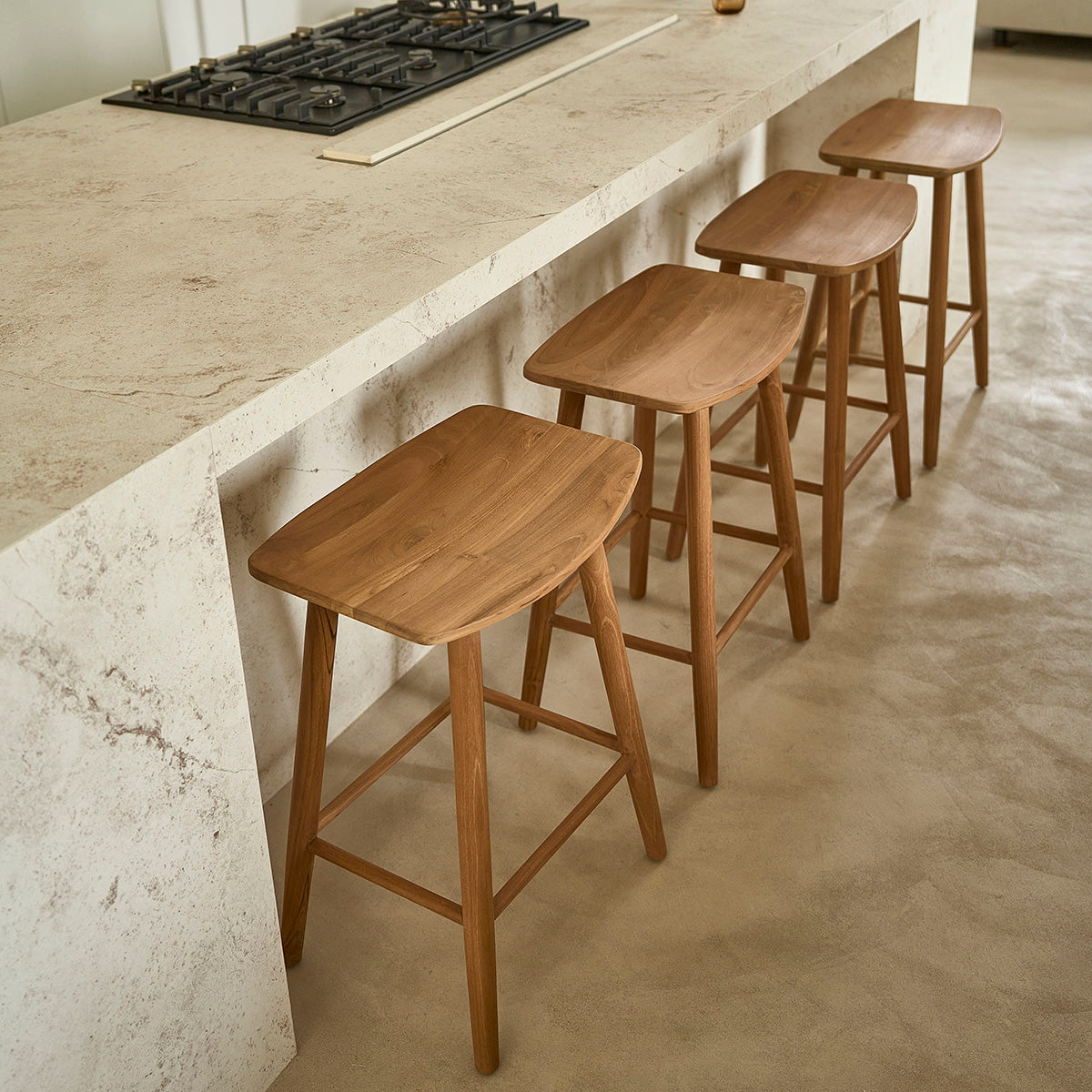 AMBRE - Set di 2 sgabelli in teak massello 65 cm