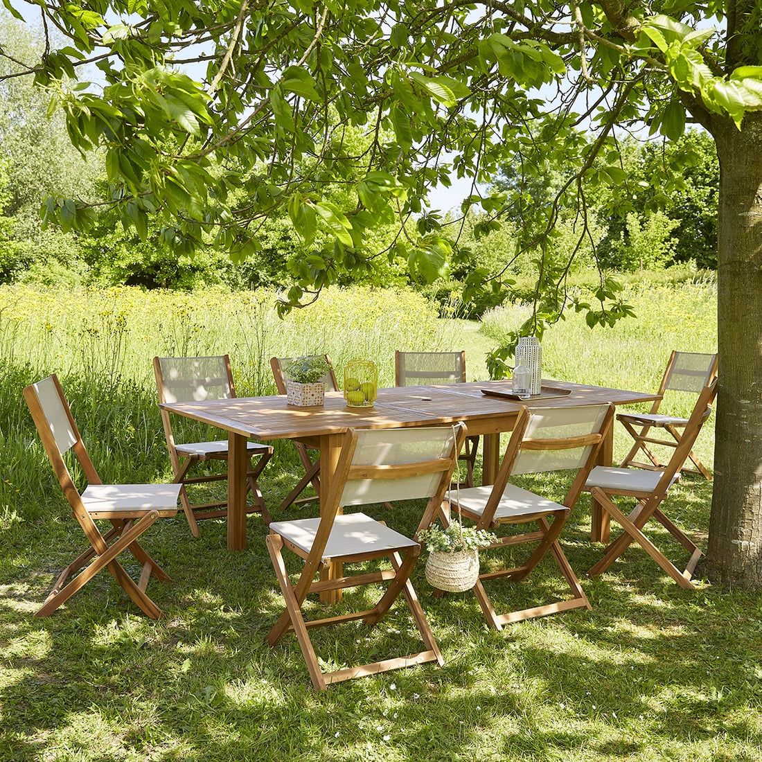 HANOÏ - Set di mobili da giardino in acacia FSC 8/10 pers.