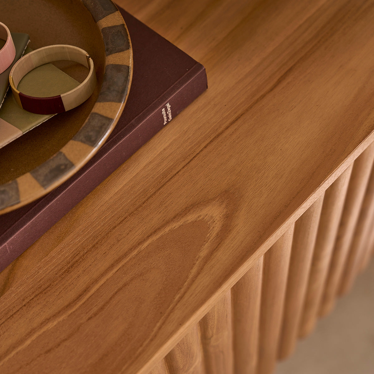 BELIZE - Mobile porta TV a parete in legno di teak da 140 cm