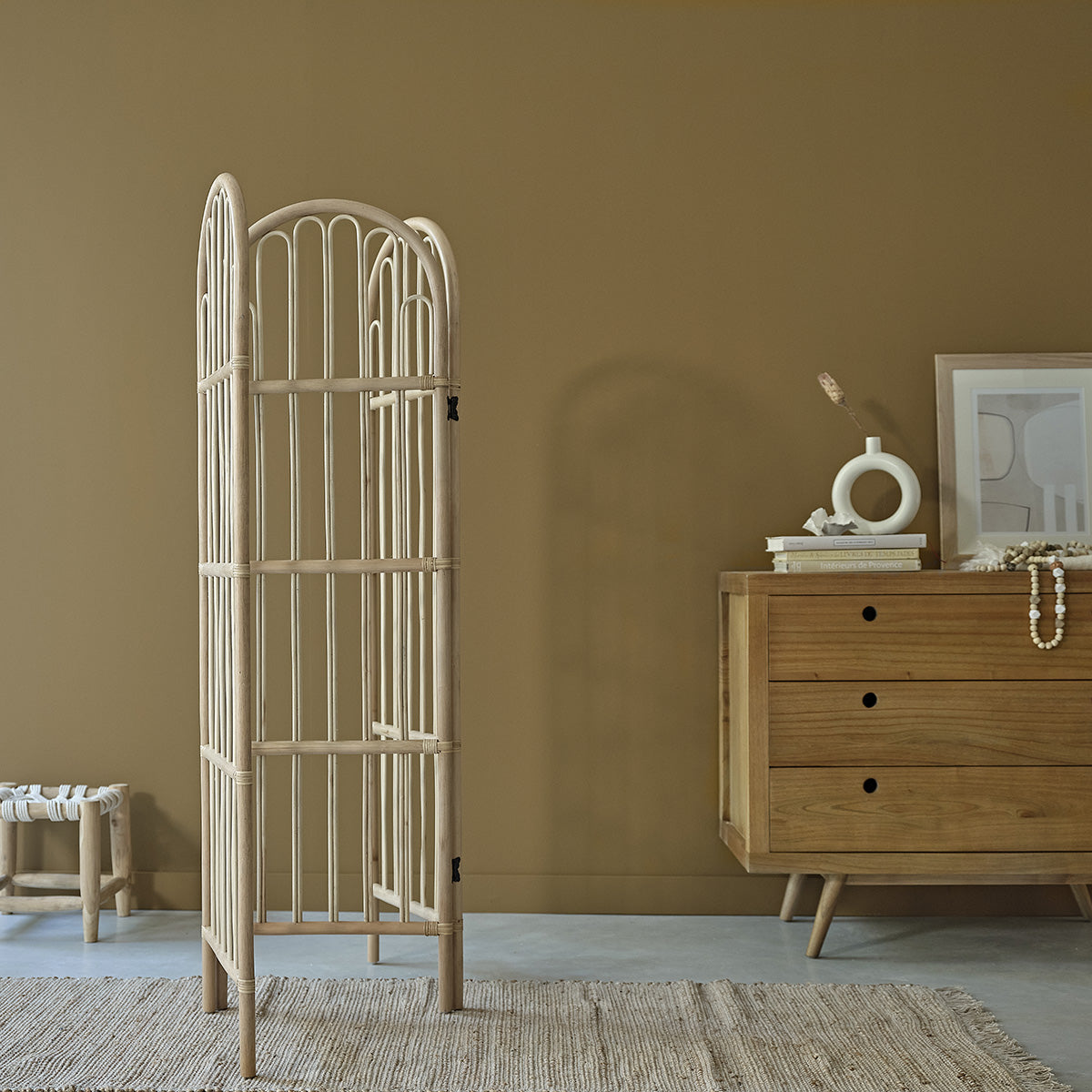 BOHO - Paravento in rattan traforato