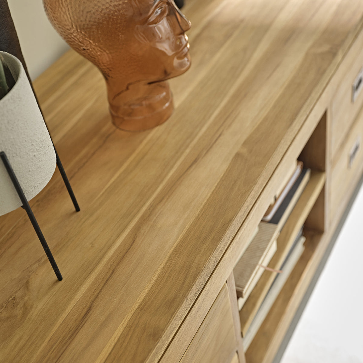 BOSTON - Mobile TV in teak massello 120 cm