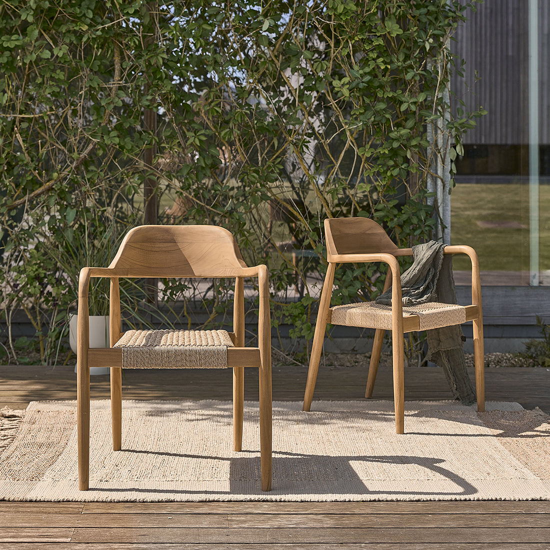 ALIZÉ - Poltrona da giardino in teak massello e corda (set di 2)