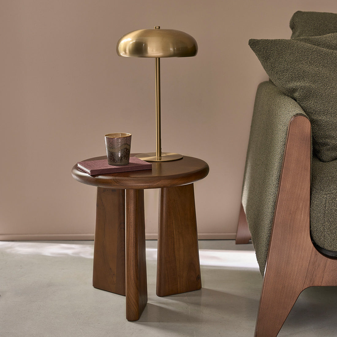 ANNA - Tavolino d'appoggio rotondo in legno di acacia