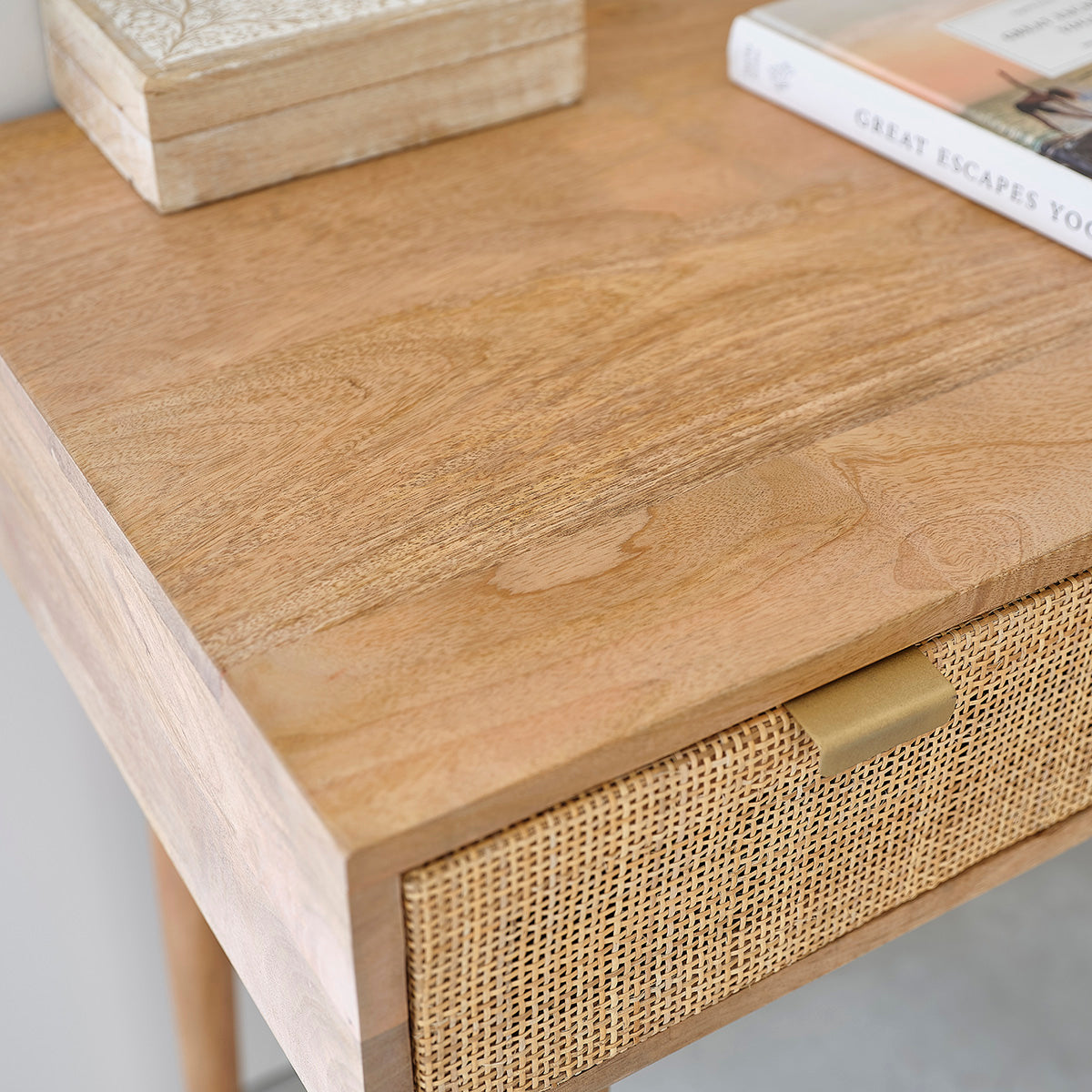 FELICIE - Scrivania in mango massello e midollino 120 cm