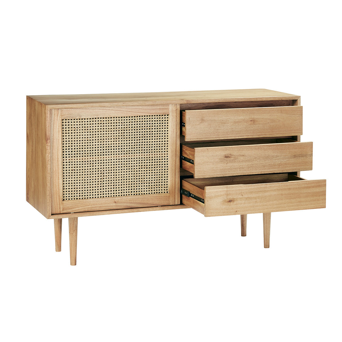 HANA - Credenza in mindi massello e cannage 135 cm