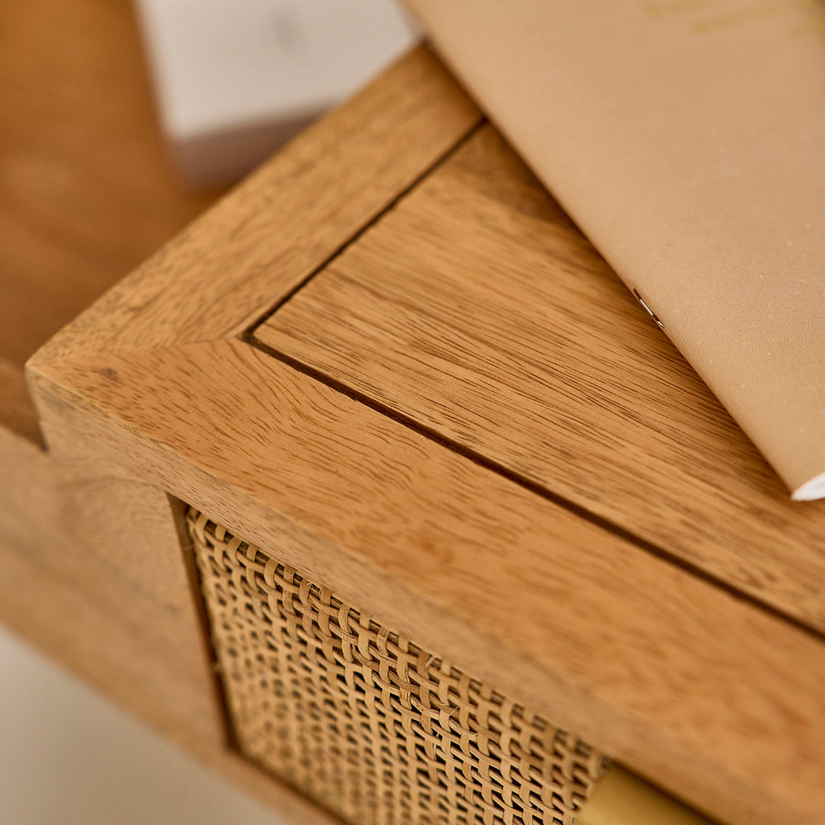 FELICIE - Tavolino da toilette in mango massello e midollino 90 cm