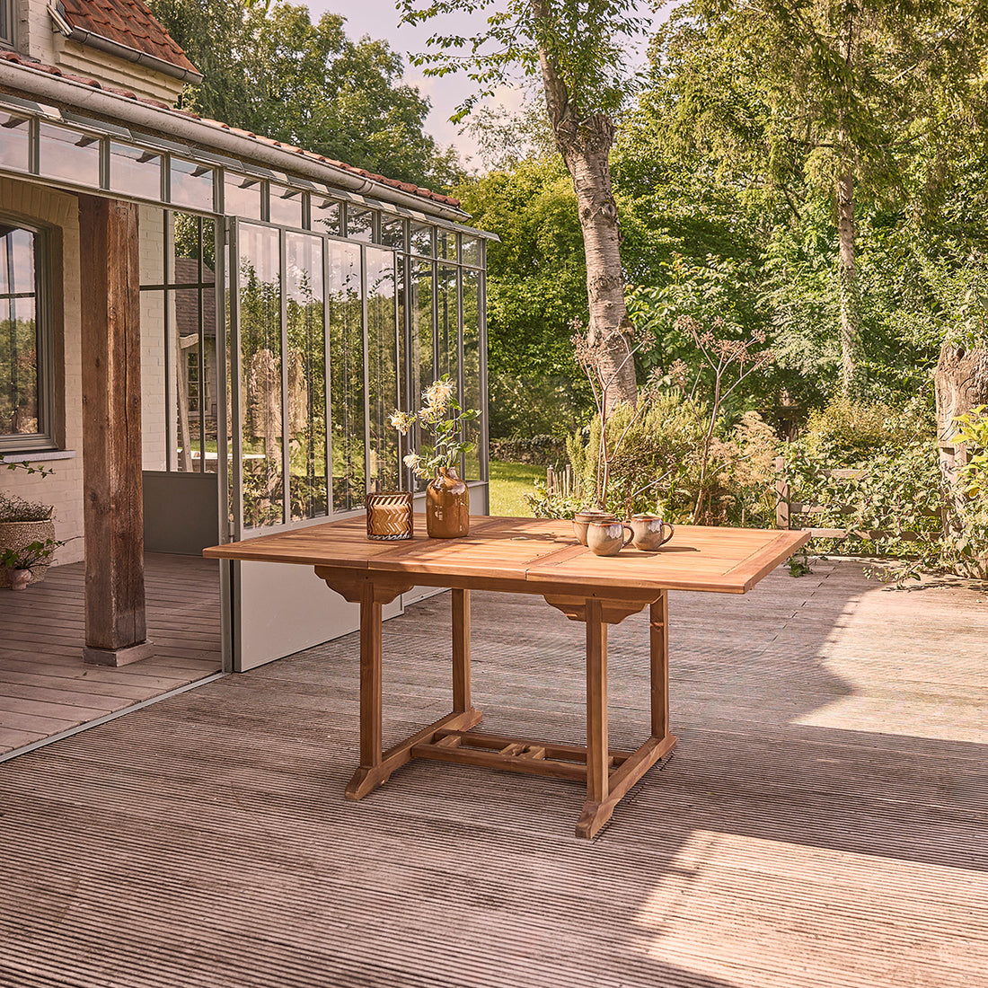 BALI - Tavolo da giardino allungabile in teak massello oliato per 6/8 pers.