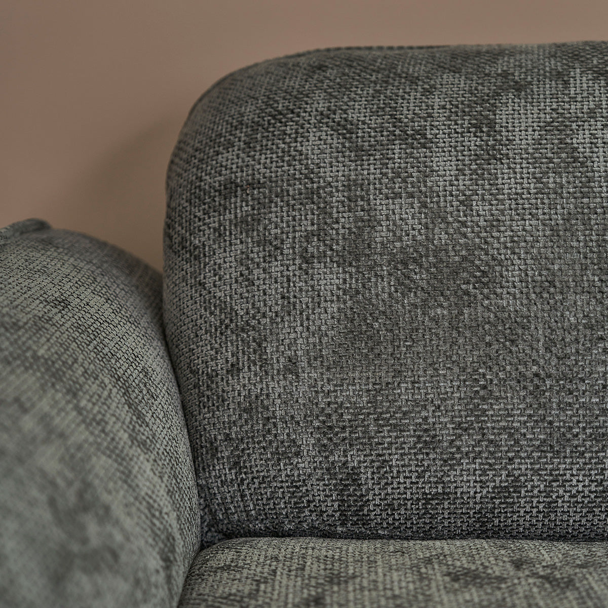 HECTOR - Divano dritto a 3 posti in velluto intrecciato grigio-verde