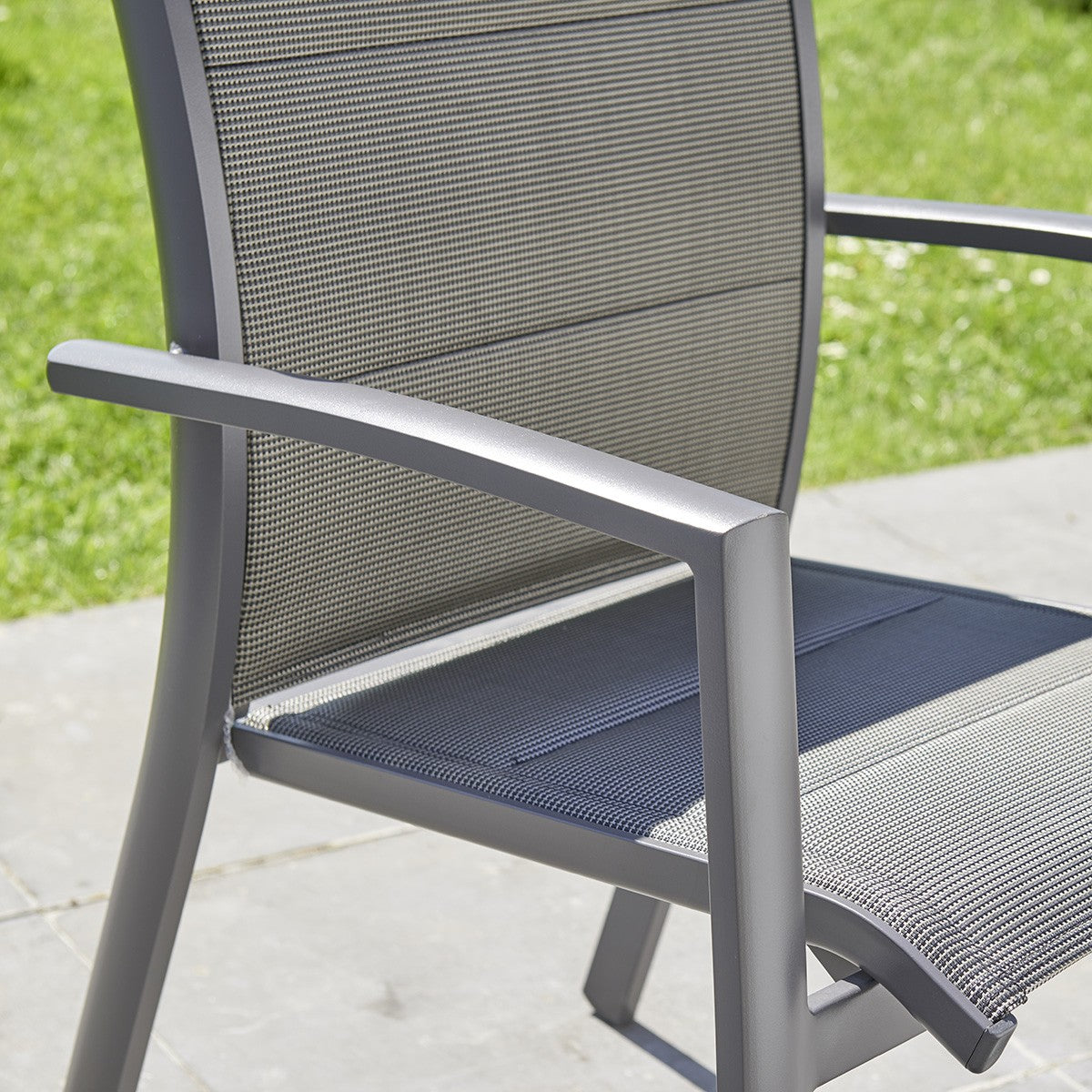 MODULO - Poltrona da giardino in alluminio e textilene grigio