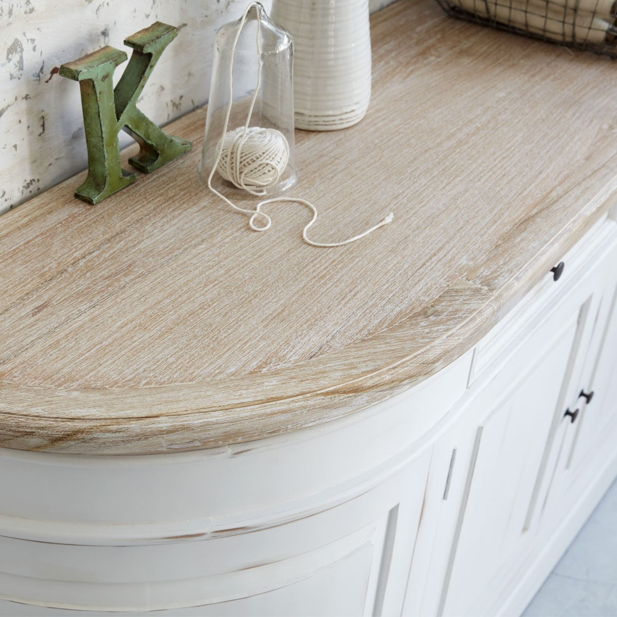 LONDRES - Credenza bianca in mogano e teak massello 180 cm