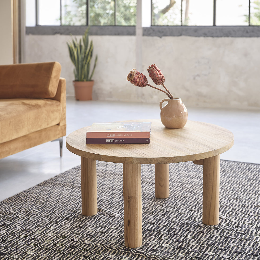 ALDO - Tavolino in teak massello Ø 80 cm
