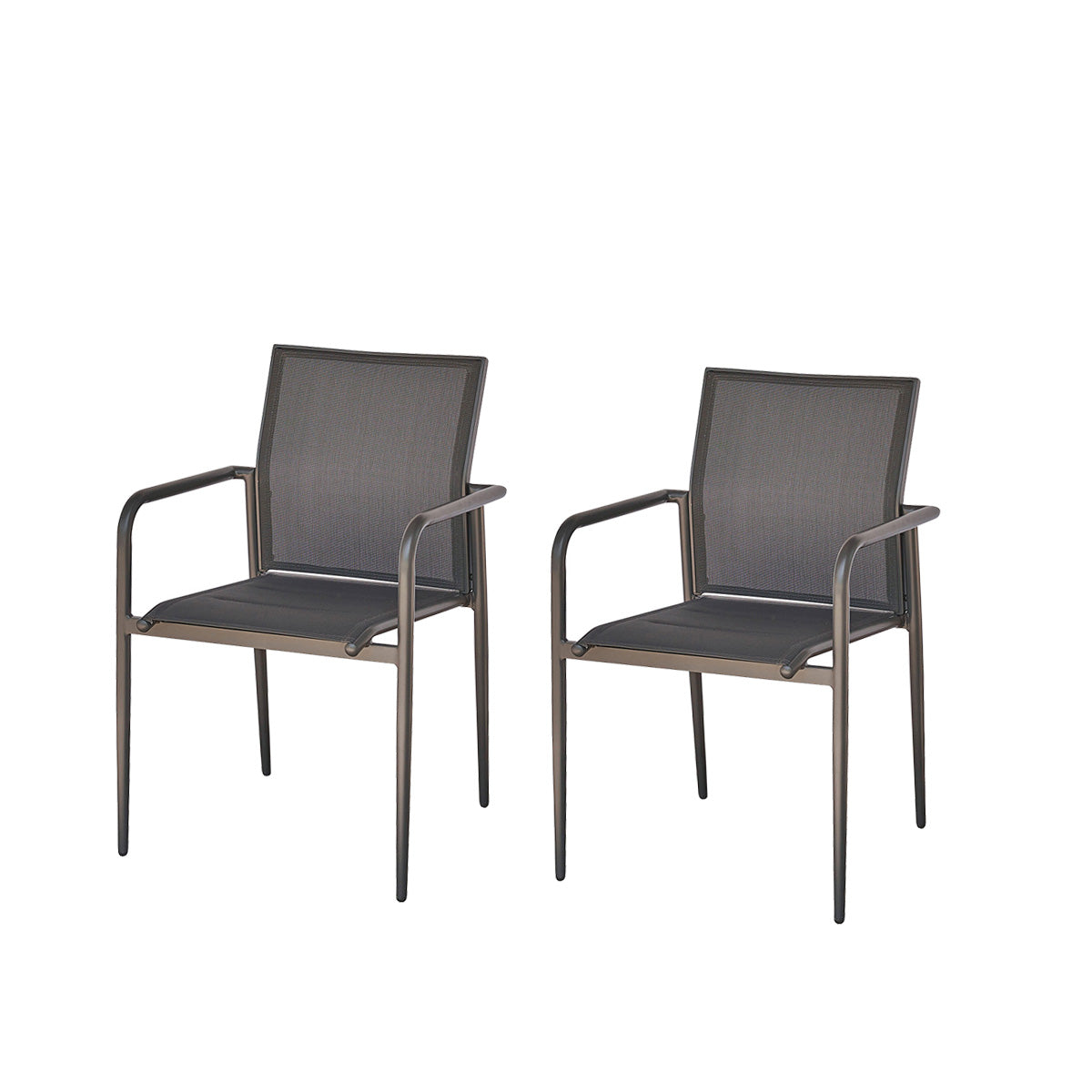 LAGON - Poltrona in alluminio e textilene grigio (set di 2)