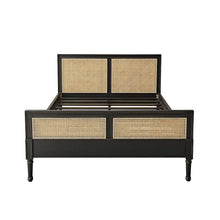 Letto in midollino e mogano massello 160 cm con rete