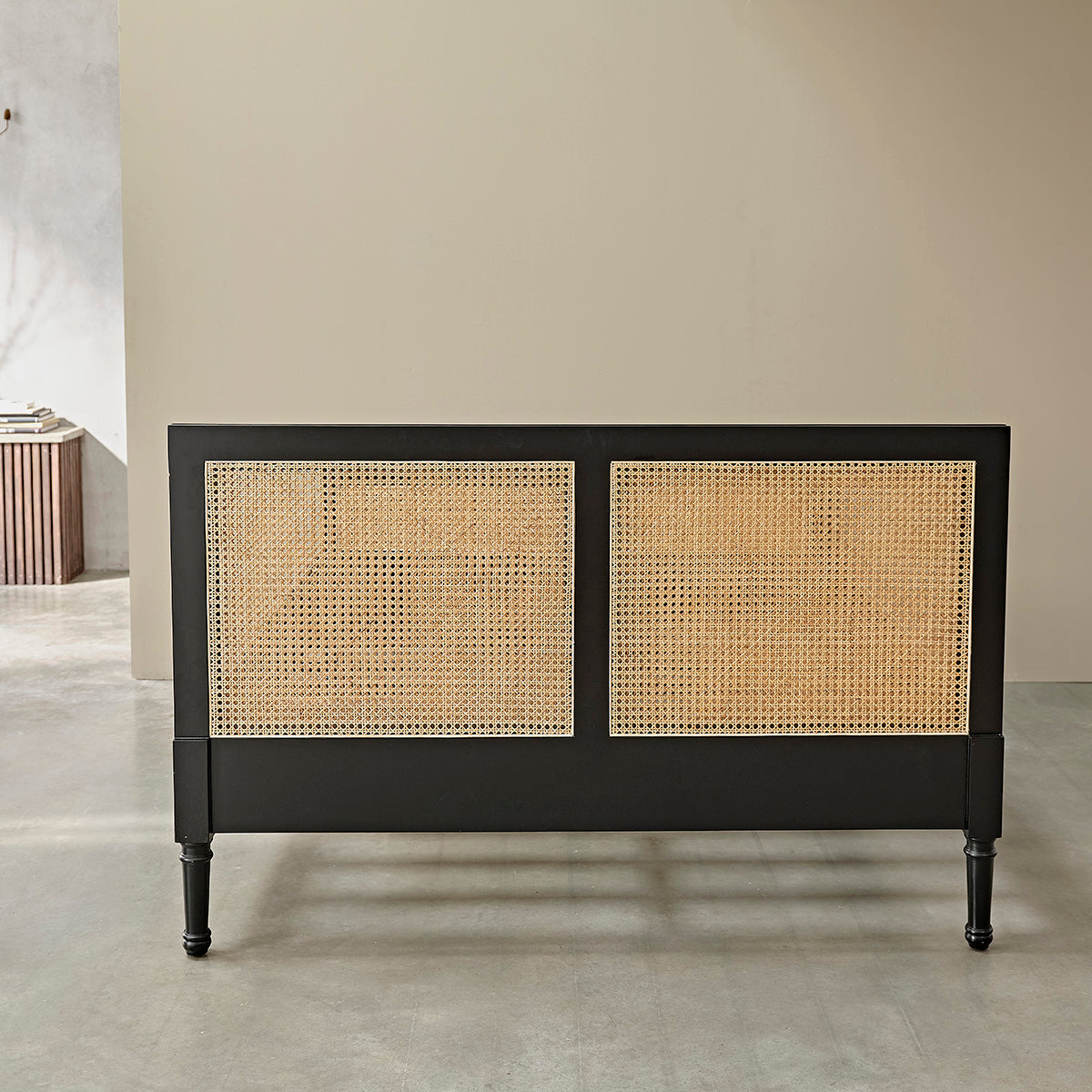 SOHO - Letto in midollino e mogano massello 160 cm con rete
