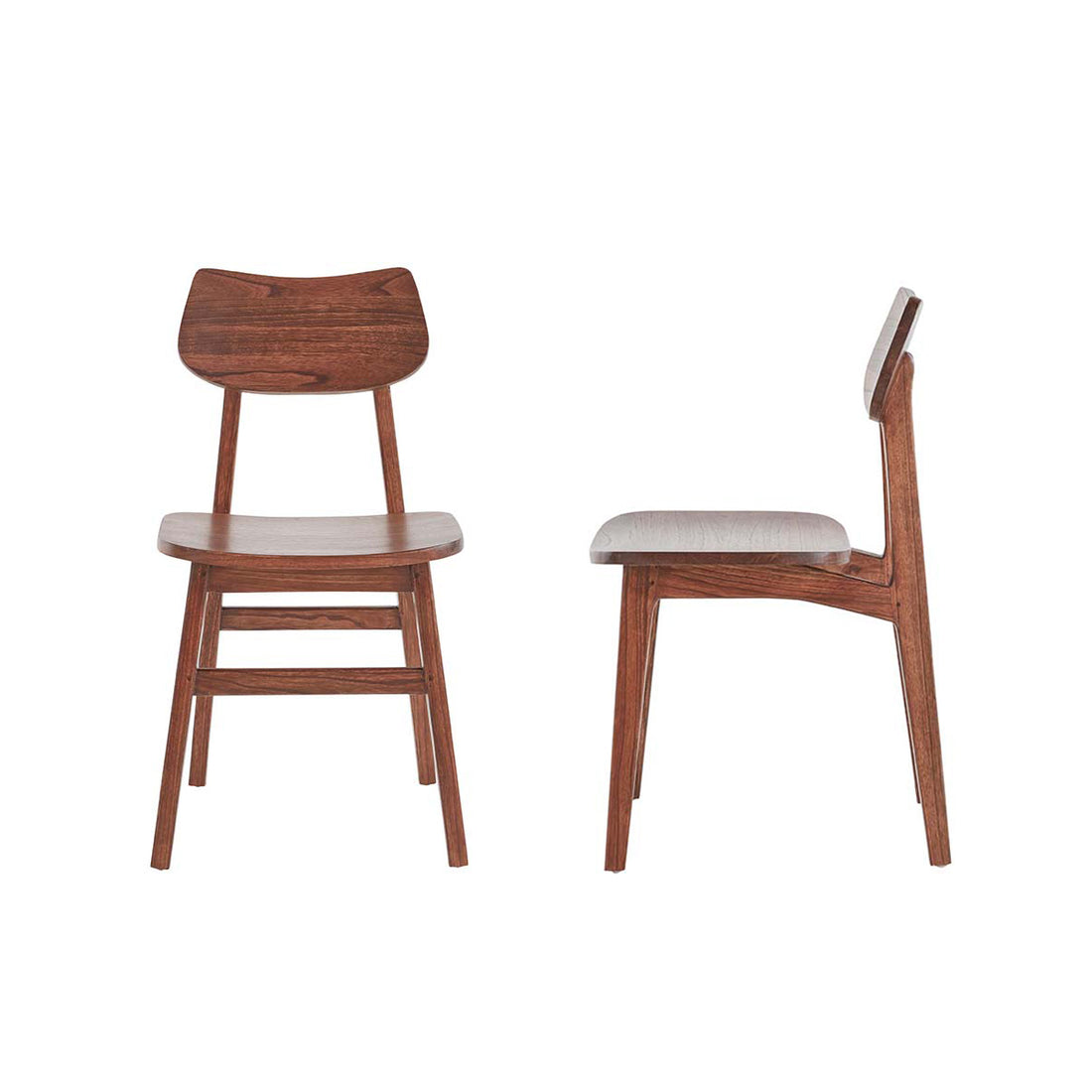 MILO - Set di 2 sedie in mindi massello finitura in noce