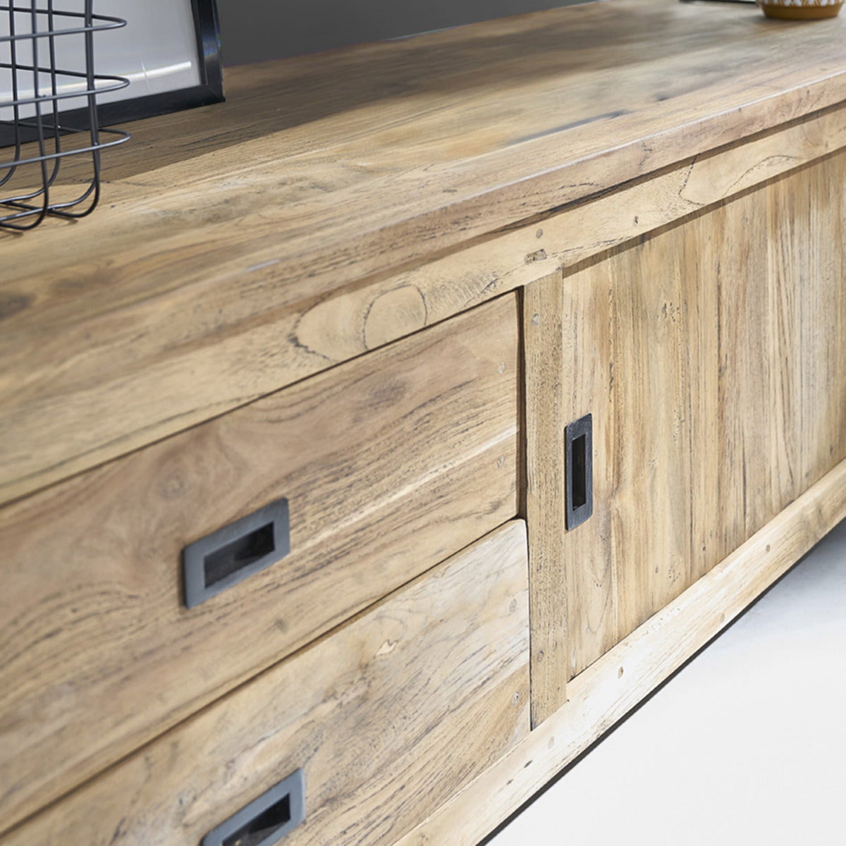 CARGO - Mobile TV in teak massello riciclato 180 cm