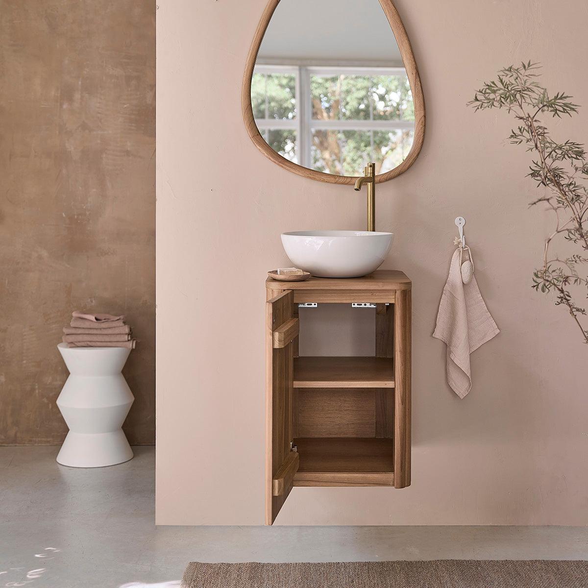 BELIZE - Lavabo sospeso in teak massello 40 cm