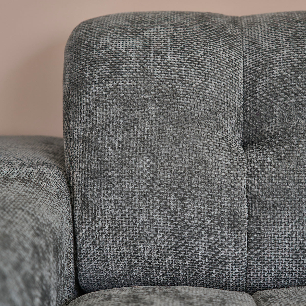 ALPHONSE - Divano dritto a 3 posti in velluto intrecciato grigio-verde