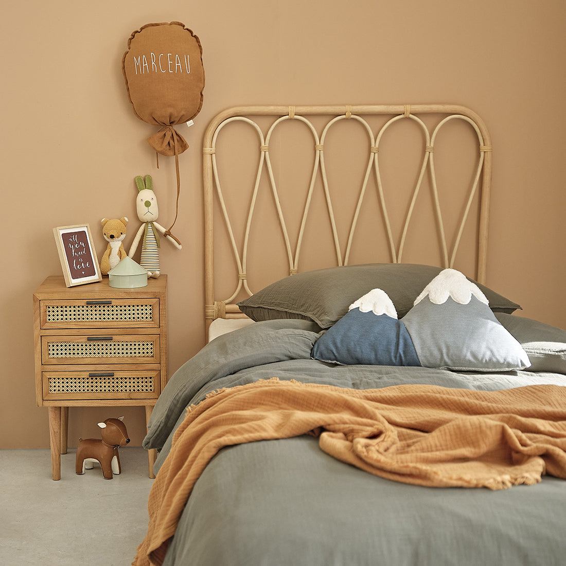 BOHO - Testiera per bambini in rattan 90 cm