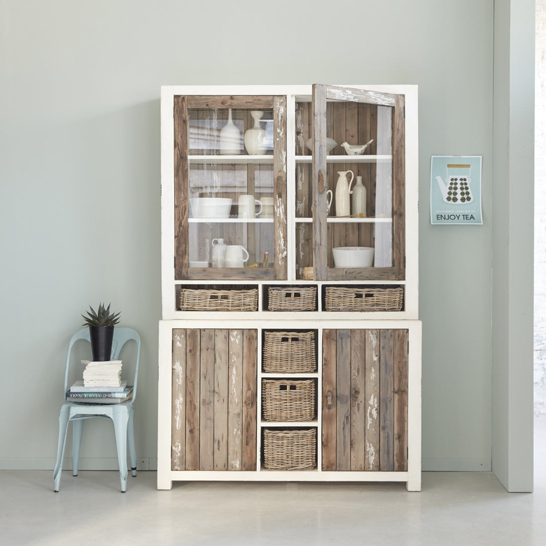 HONFLEUR - Vetrinetta in legno massello riciclato 140 cm