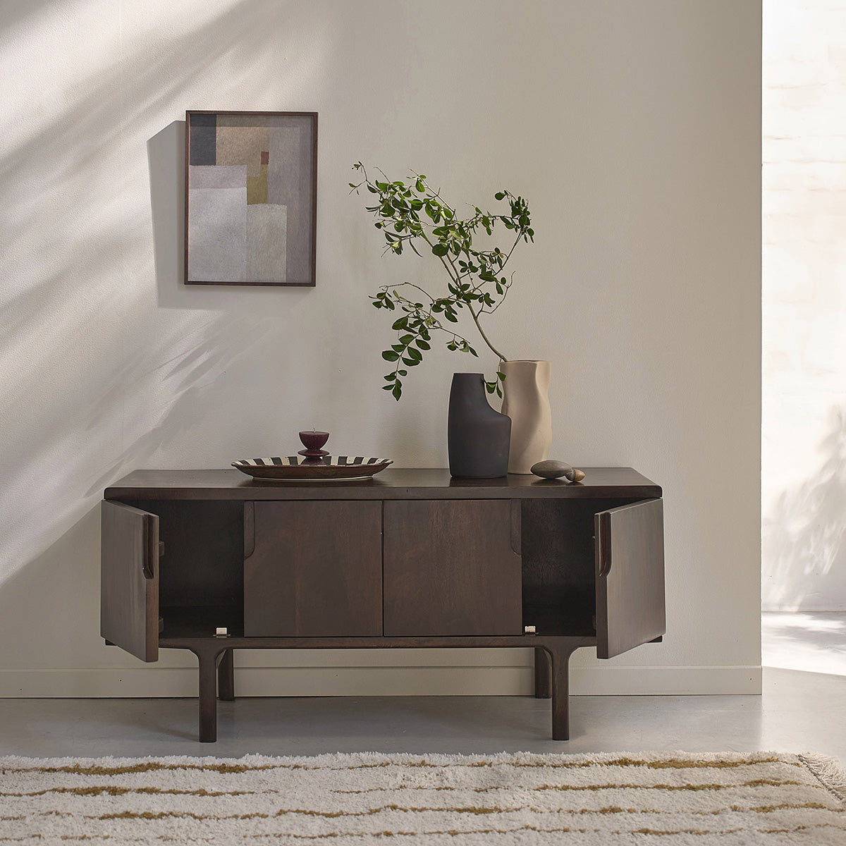 LAZARE - Mobile TV in legno massello di mango, 120 cm