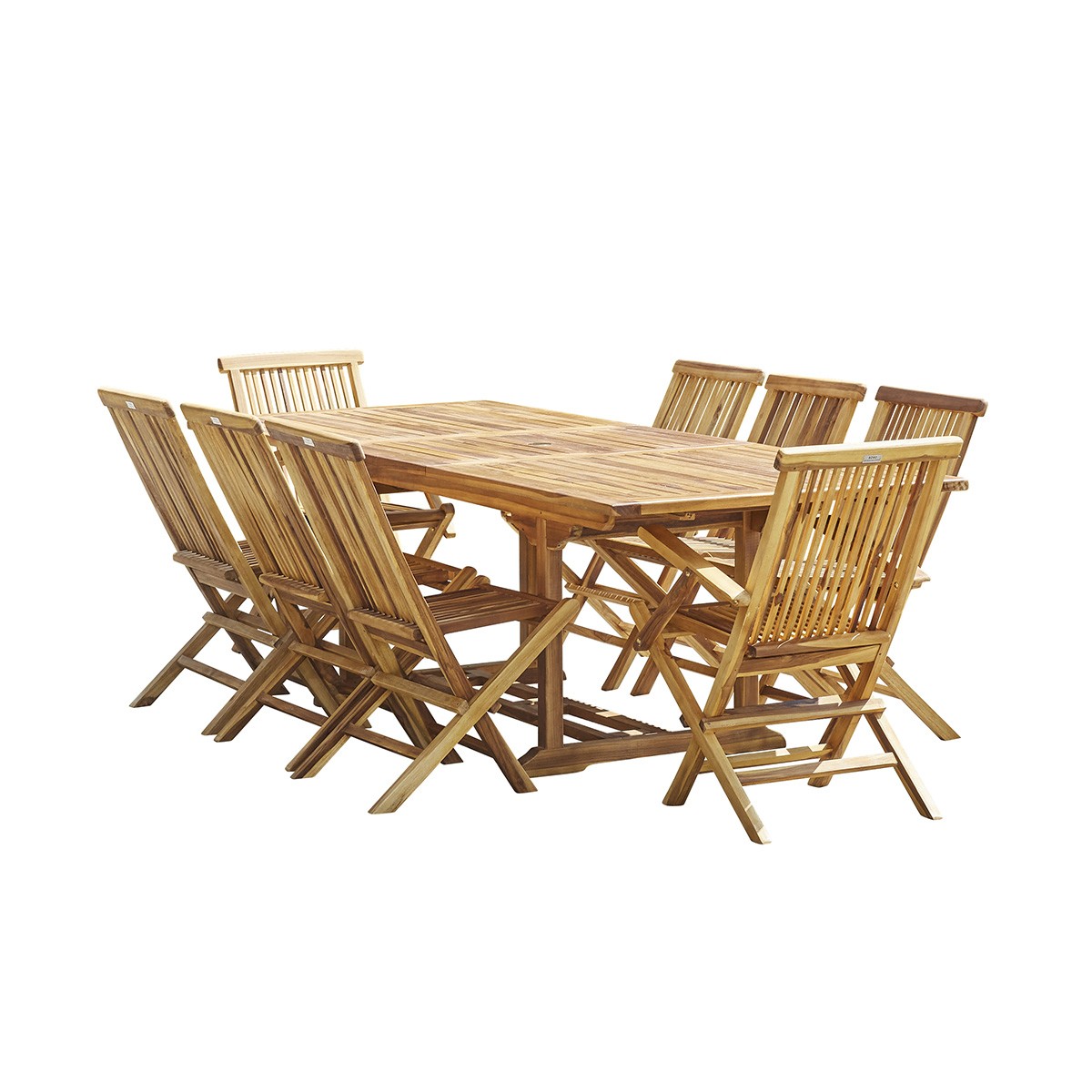 BALI - Set di mobili da giardino in teak massello con tavolo allungabile 8/10 pers.