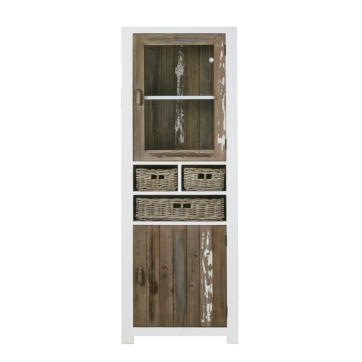 ATLANTIC - Vetrinetta in legno massello riciclato 70 cm