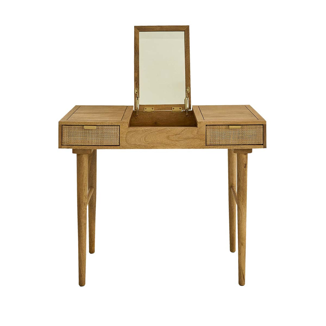 FELICIE - Tavolino da toilette in mango massello e midollino 90 cm