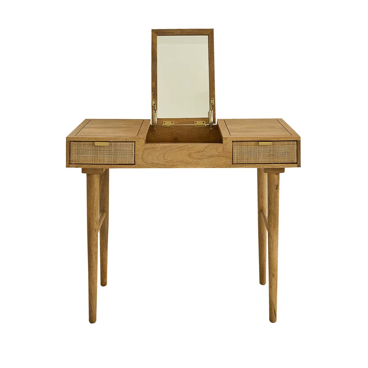 FELICIE - Tavolino da toilette in mango massello e midollino 90 cm