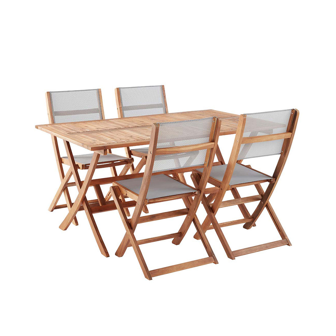 HANOÏ - Set di mobili da giardino in legno massello di acacia FSC e textilene grigio 4 pers.