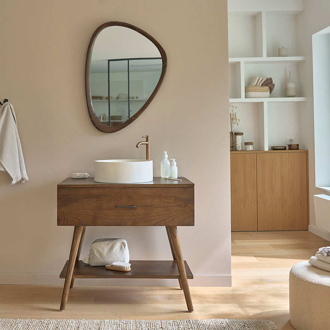 CALIXTE - Mobile da bagno in mindi massello 80 cm