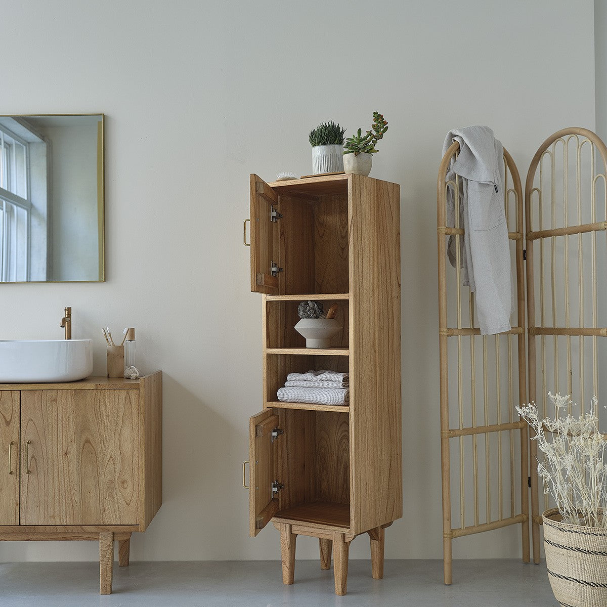 FIFTIES - Colonna da bagno in mindi massello 150 cm
