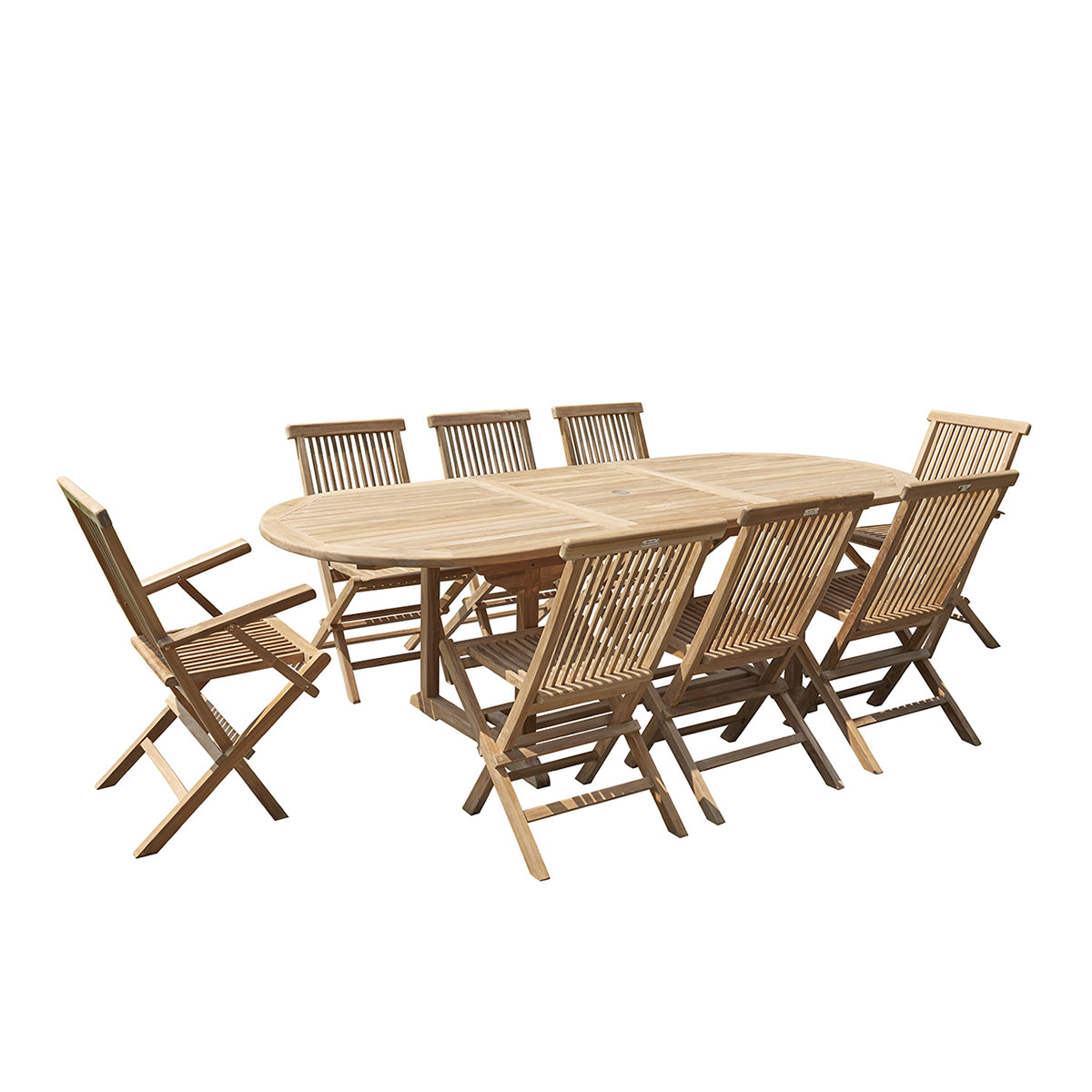MIDLAND - Set di mobili da giardino in teak con tavolo allungabile da 8/10 pers.