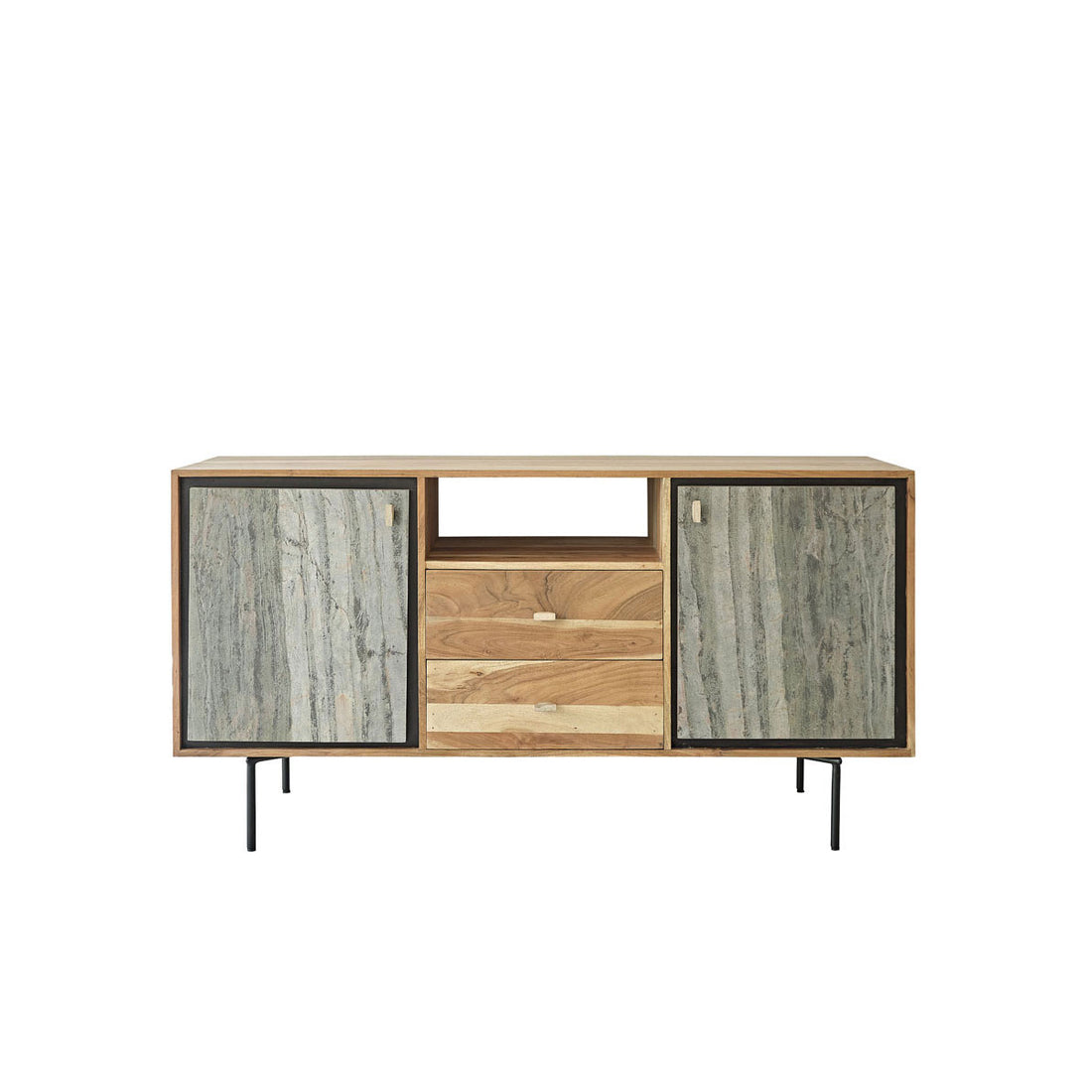 EDEN ROCK - Mobile sottolavabo in acacia massello e pietra 155 cm
