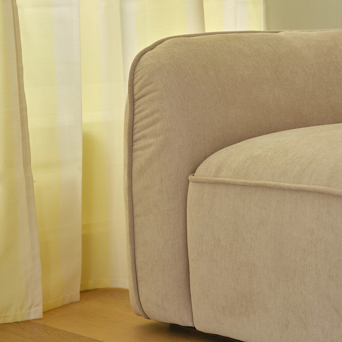 HECTOR - Divano lineare a 3 posti in velluto beige melange