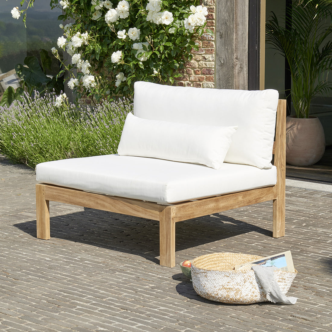 PALMA - Poltrona da giardino in teak massello bianco