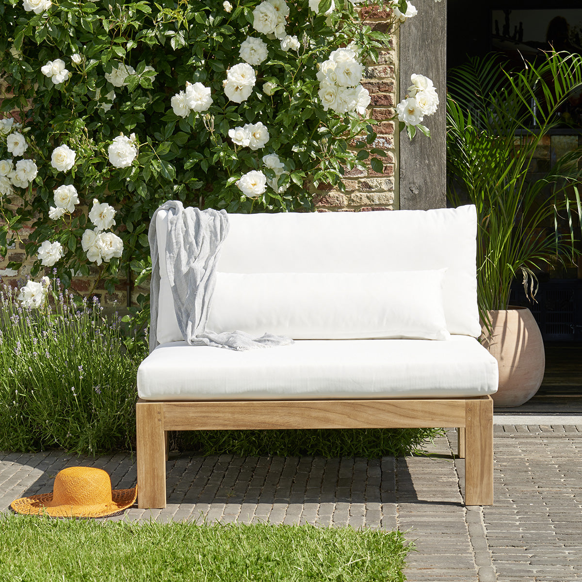 PALMA - Poltrona da giardino in teak massello bianco