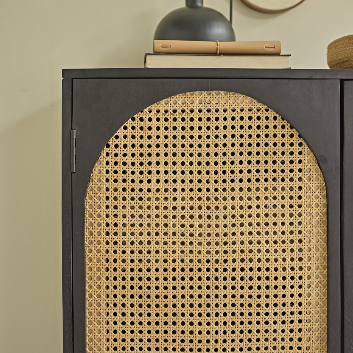 ZULMA - Armadio in mango massello e midollino 90 cm