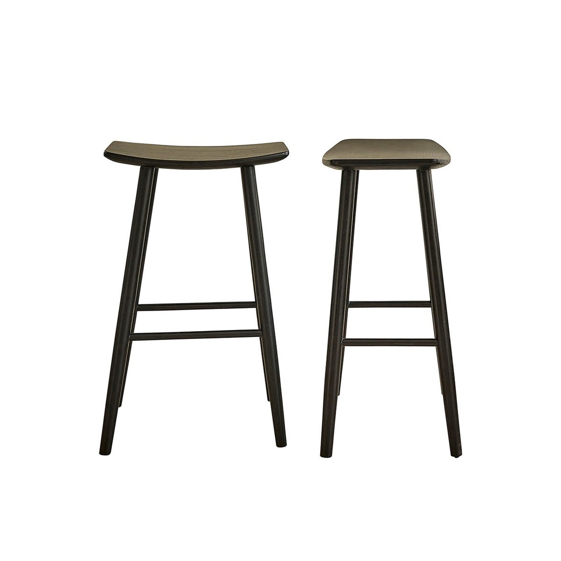 AMBRE - Set di 2 sgabelli da bar in teak massello nero 75 cm