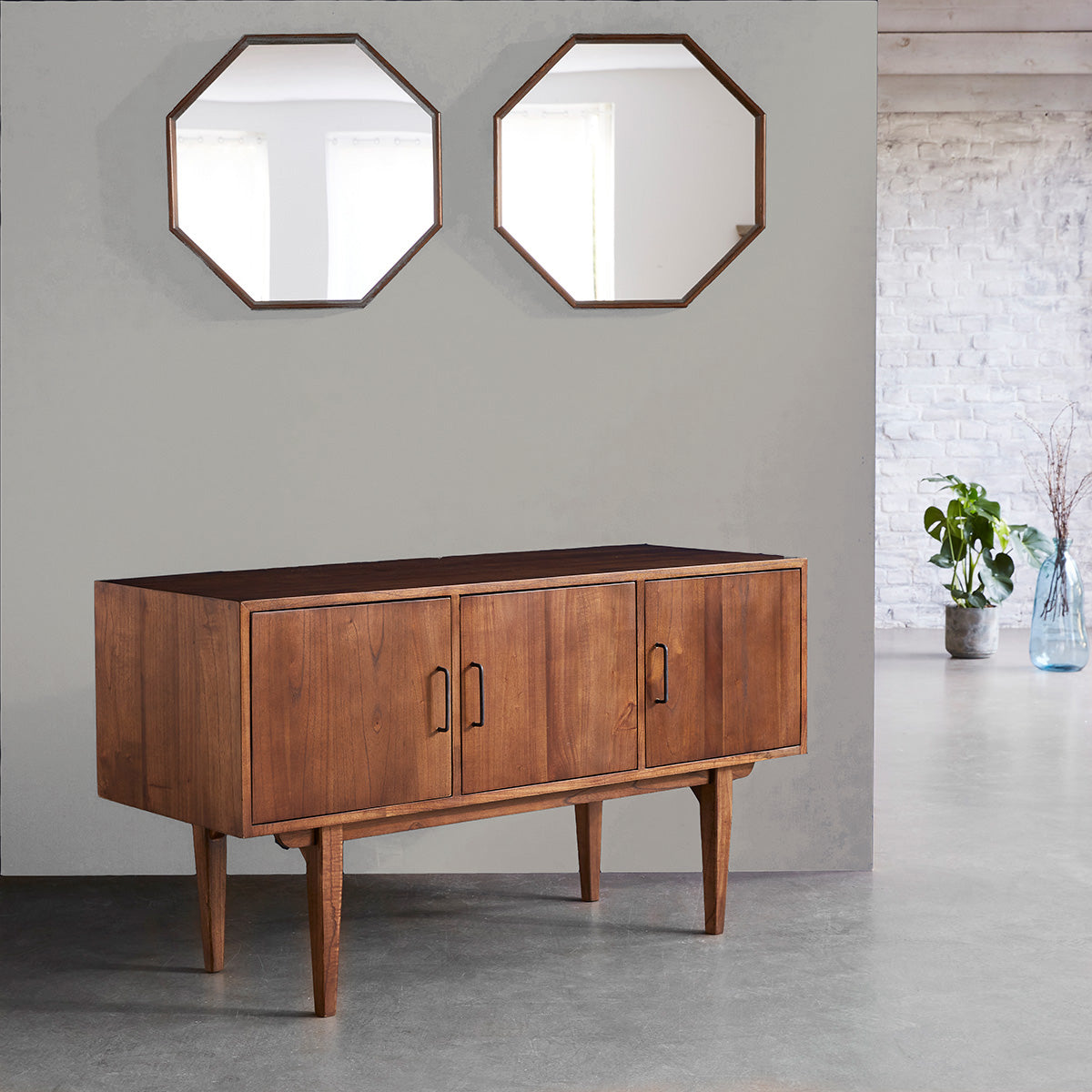 VINTAGE - Mobile bagno in mindi massello 135 cm doppio ripiano