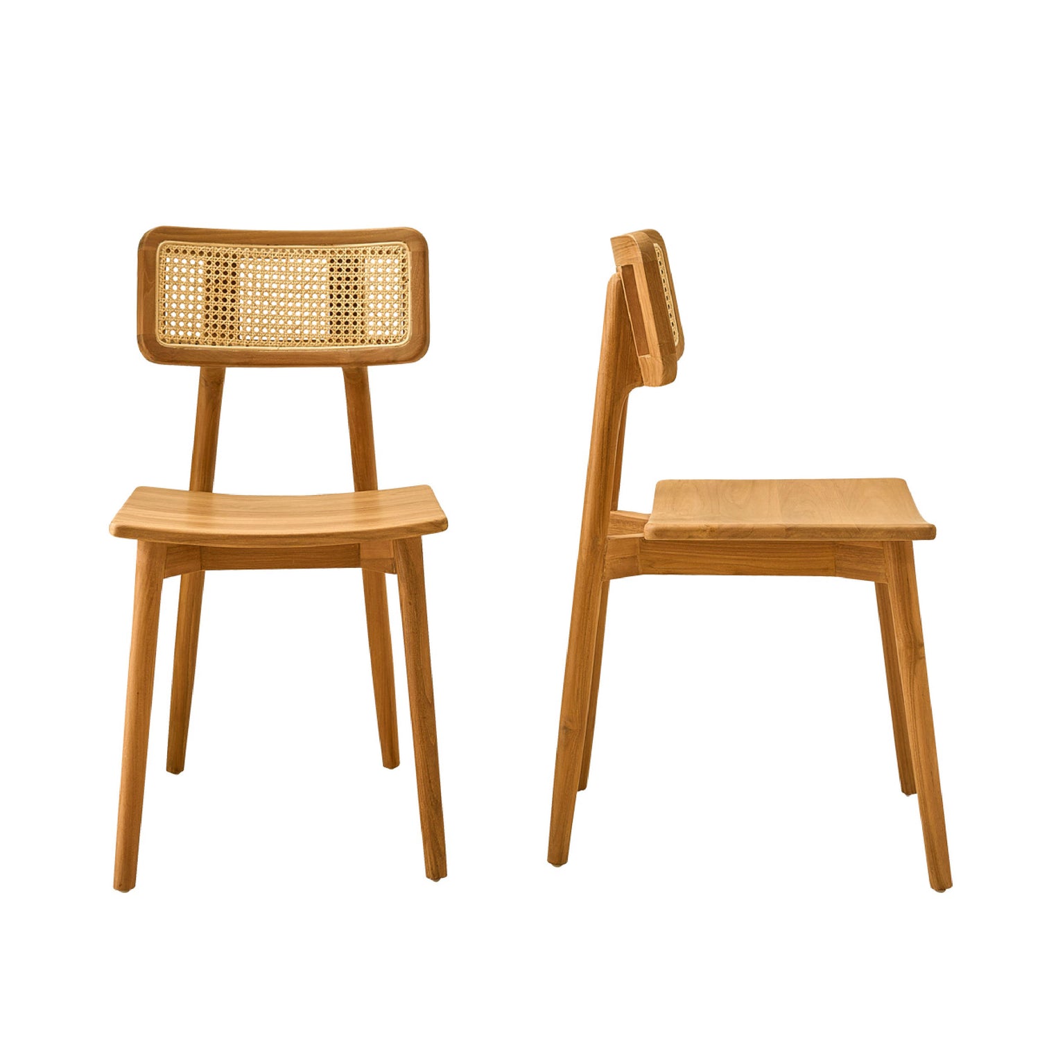 SIXTINE - Set di 2 sedie in teak massello e midollino