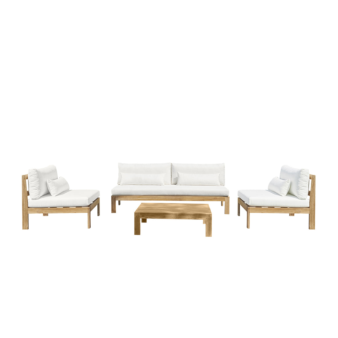 PALMA - Set da giardino basso in teak massiccio bianco