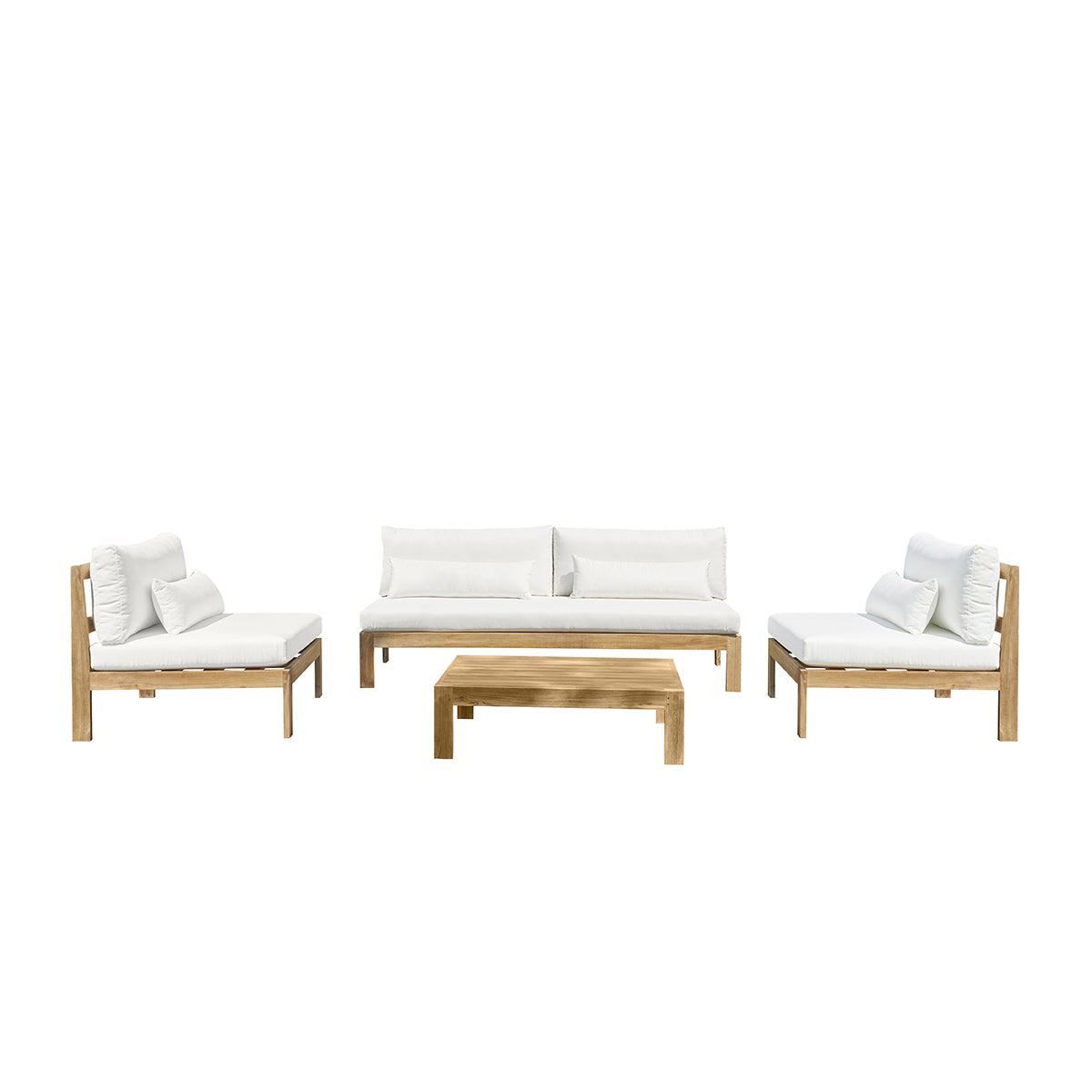PALMA - Set da giardino basso in teak massiccio bianco
