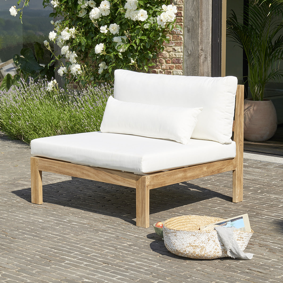 PALMA - Set da giardino basso in teak massiccio bianco