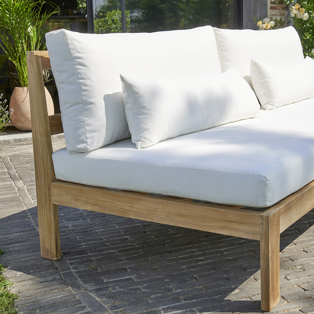 PALMA - Set da giardino basso in teak massiccio bianco