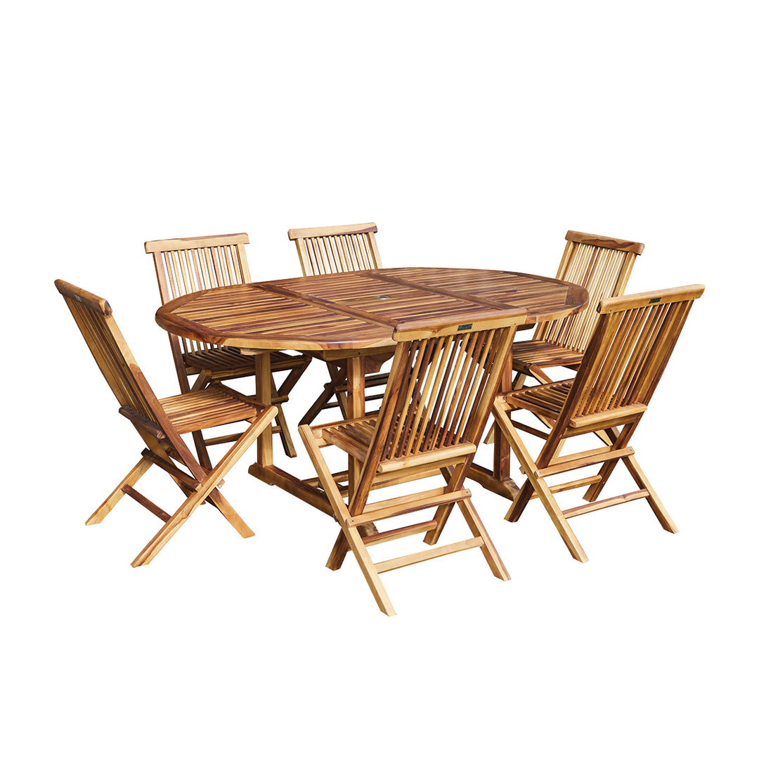 BALI - Set di mobili da giardino con tavolo allungabile in teak massello oliato 6/8 pers.